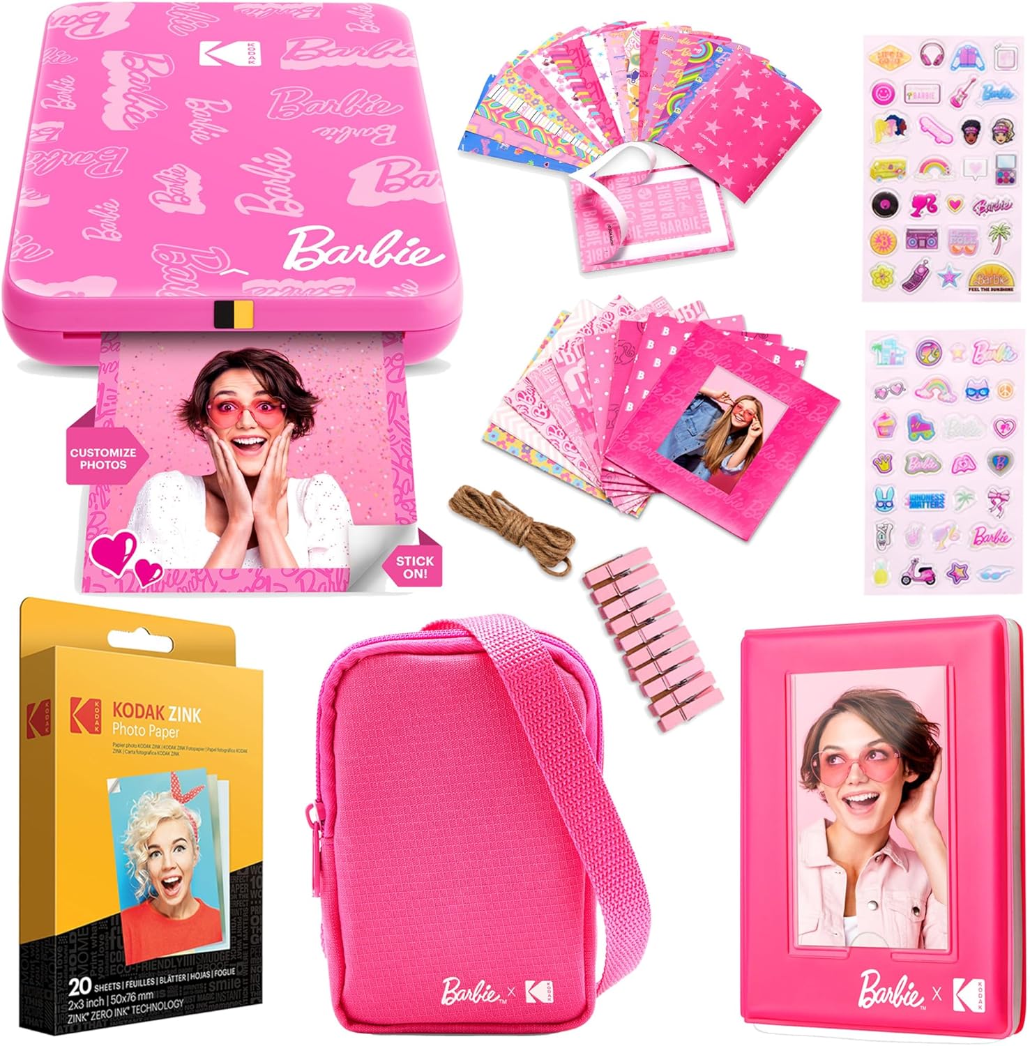 KODAK x Barbie Step Slim Wireless Instant Photo Printer Bundle