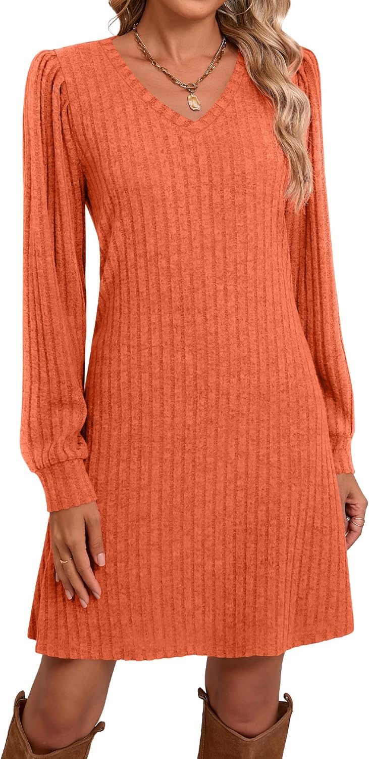 Ficerd Women's Knit Long Sleeve Sweater Dress for Fall Style