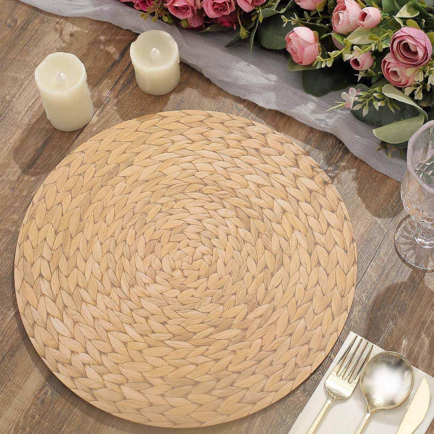 6 Pack Natural Woven Rattan Style Serving Trays - Disposable & Stylish!