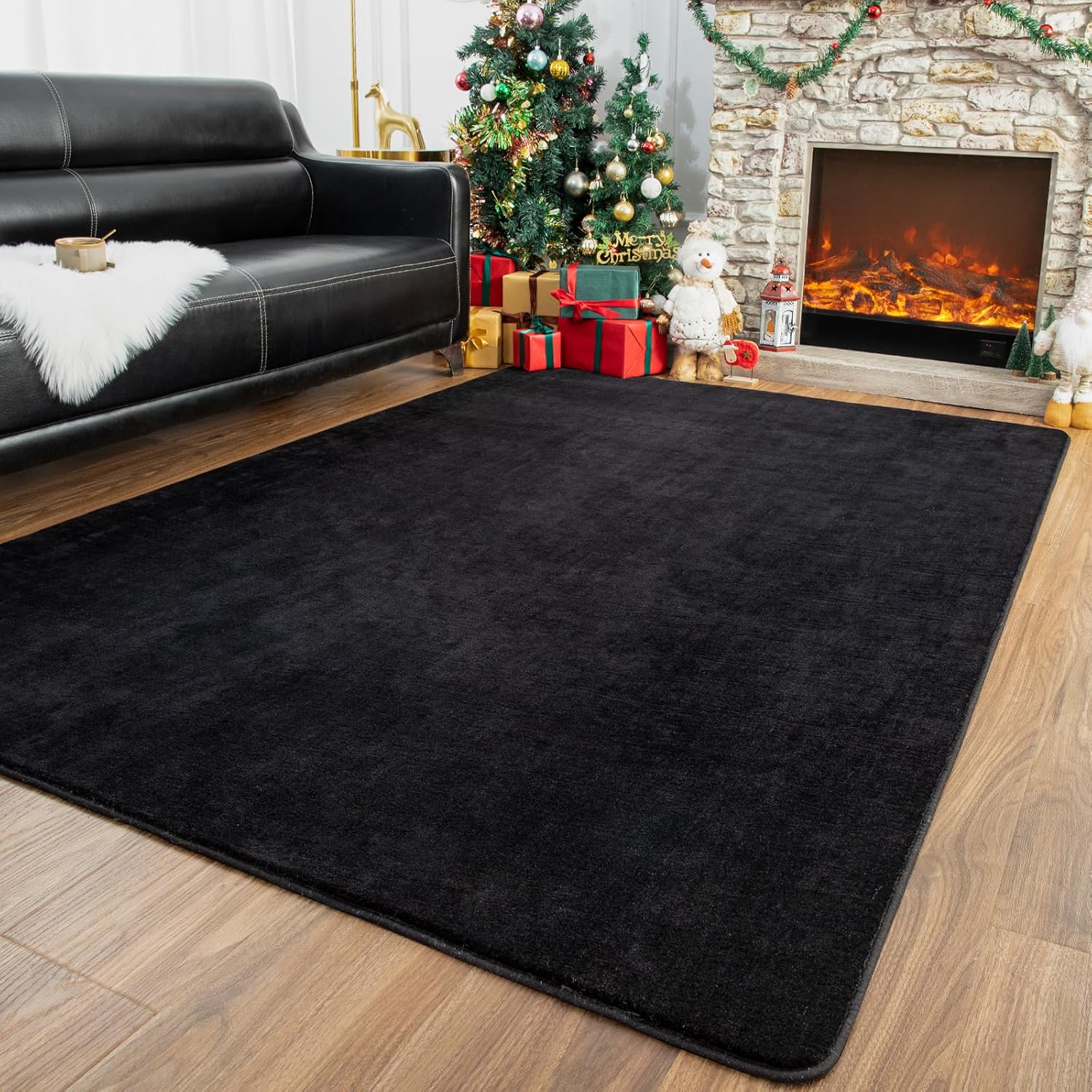 Przemy Washable Black Rugs for Bedroom Living Room, 4x6 Feet