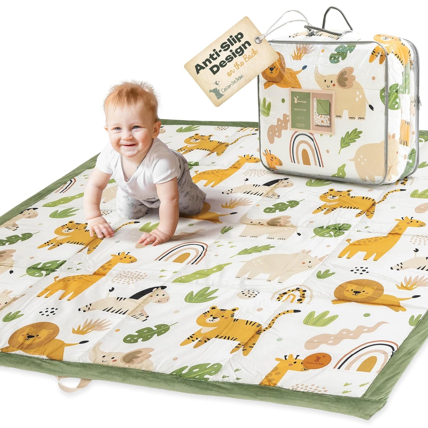 Animals Jungle Portable Baby Play Mat for Tummy Time Fun
