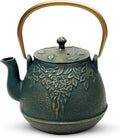 Tea Kettle Japanese Cast Iron Teapot with Infuser - 40 oz Dark Green