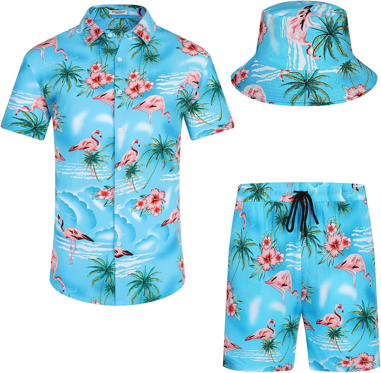 EISHOPEER Men's Flower Hawaiian Sets for Casual Summer Style