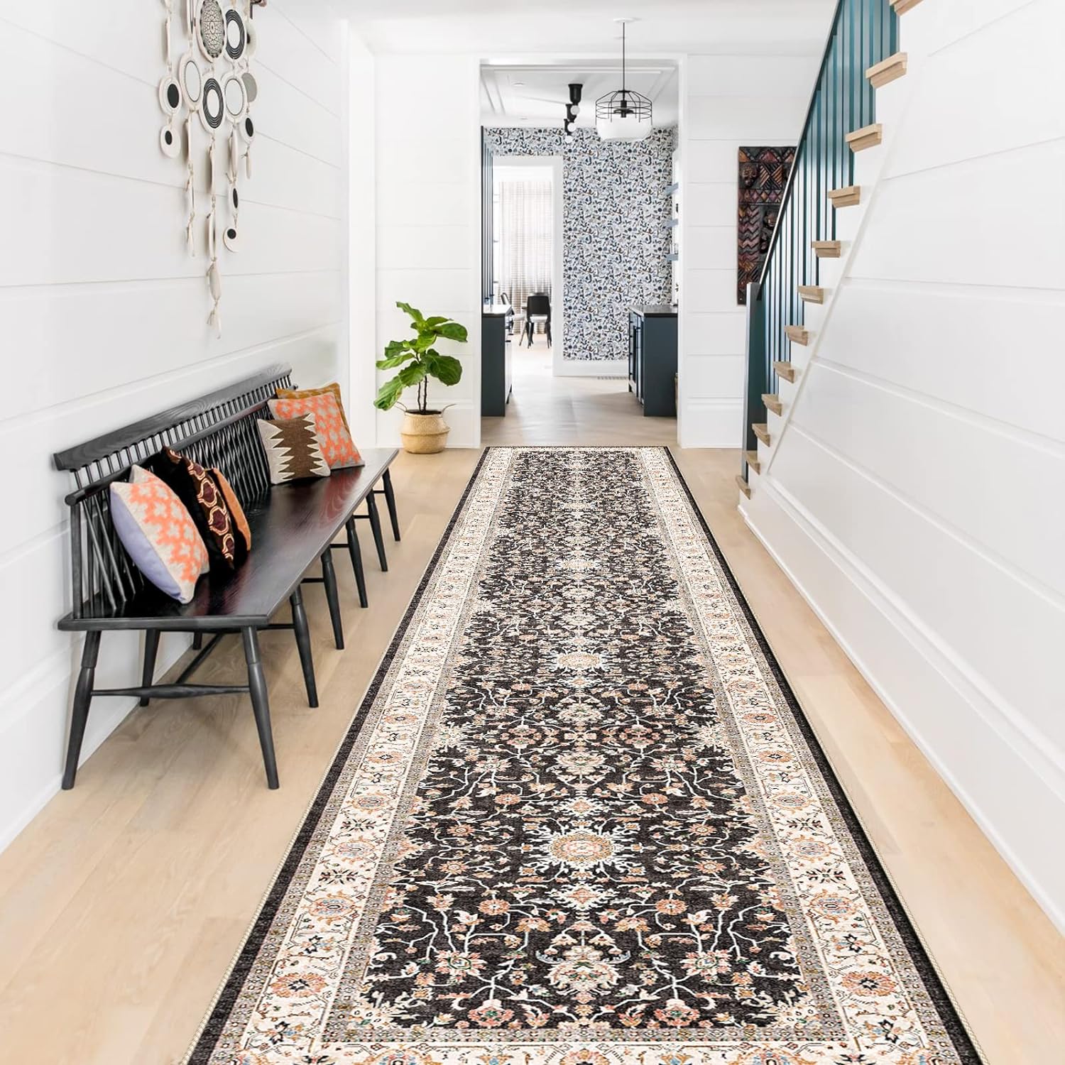 Washable Runner Rug 2x12 for Hallway and Kitchen - Non Skid