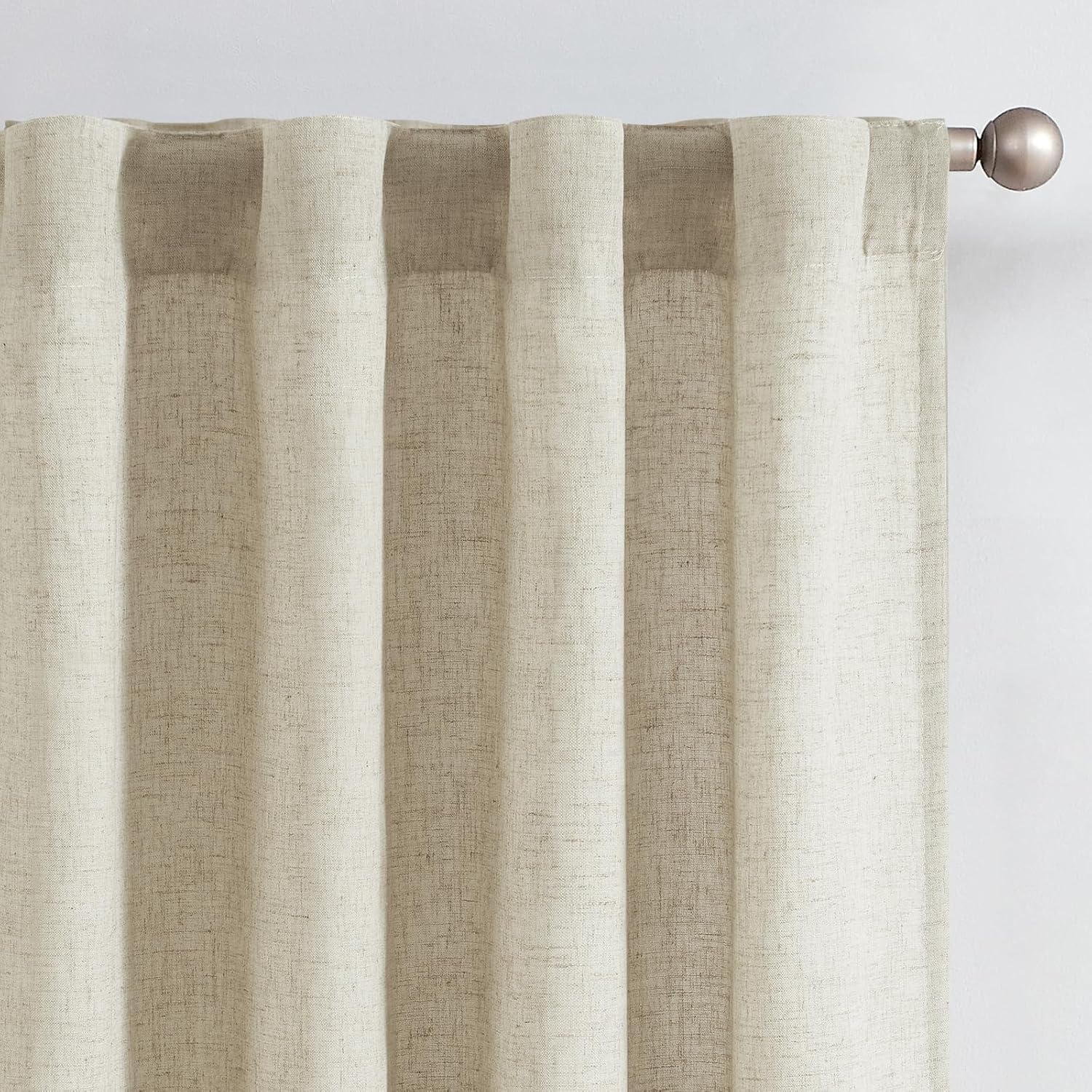 Linen Blend Oat Curtains for Living Room - 96 Inch Length Panels