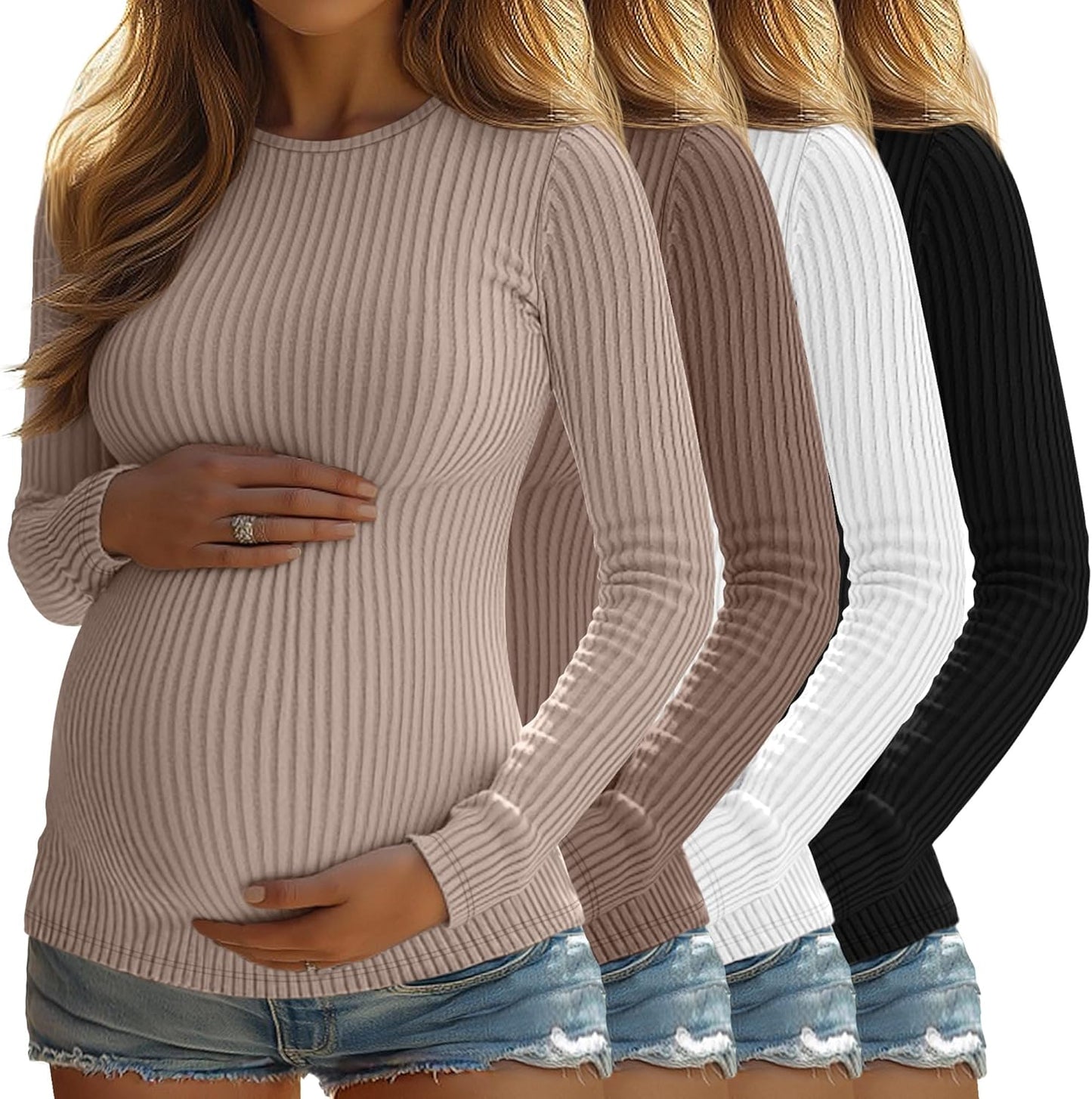 4 Pack Womens Maternity Shirts Long Sleeve Casual Tops