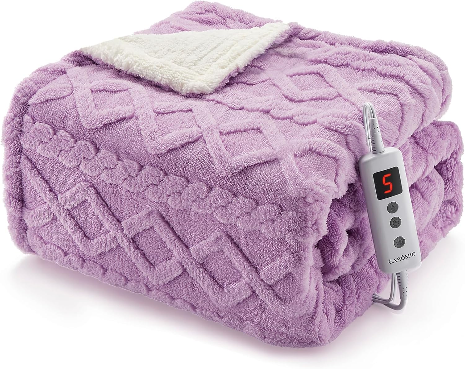 CAROMIO Heated Throw Blanket - Stylish Sherpa Electric Blanket