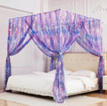 Tie Dye Canopy Bed Curtains with Lights - Gradient Ombre Canopy