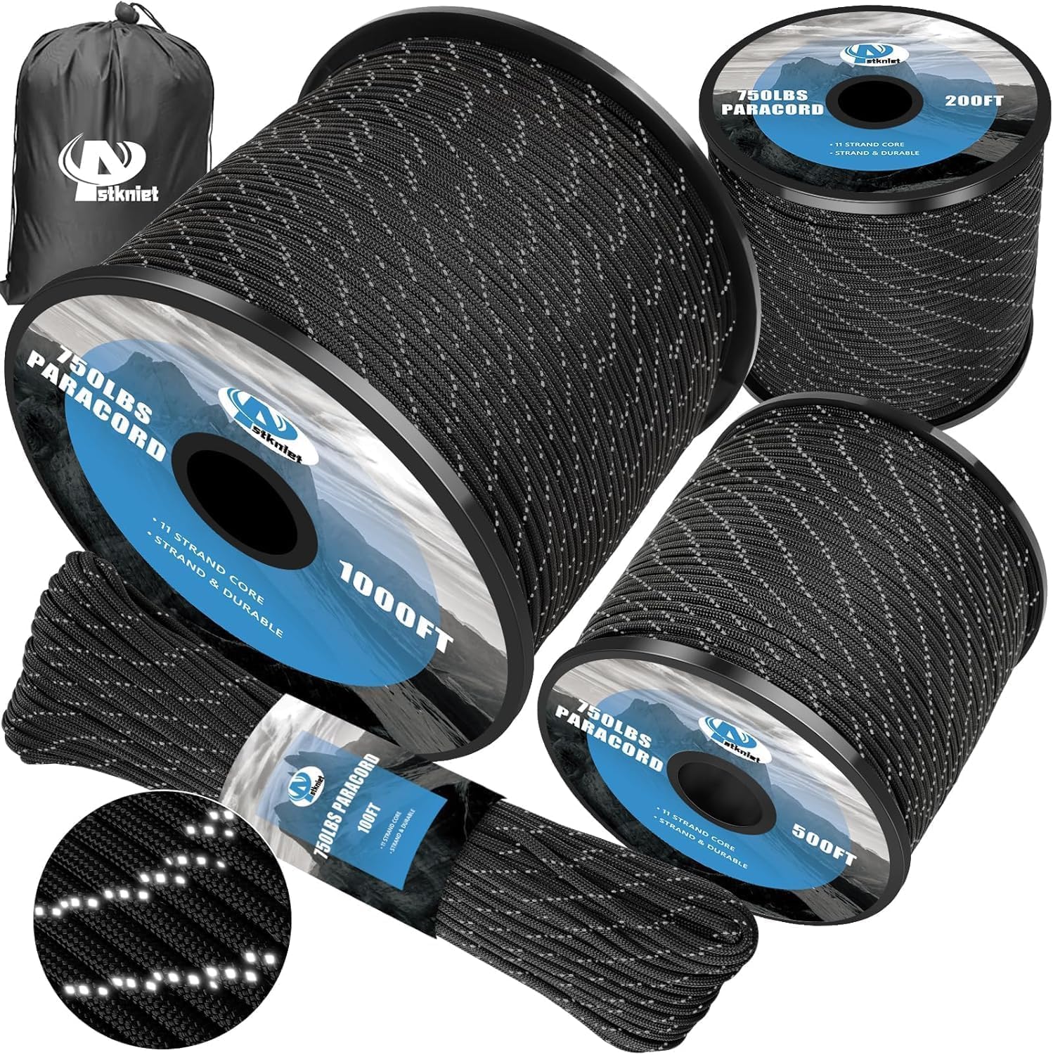 750Lb Reflective Paracord Rope for Camping and DIY Projects