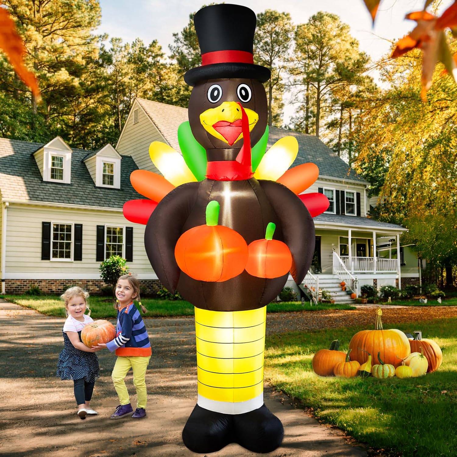 10FT Thanksgiving Inflatables Turkey Decorations for Your Yard