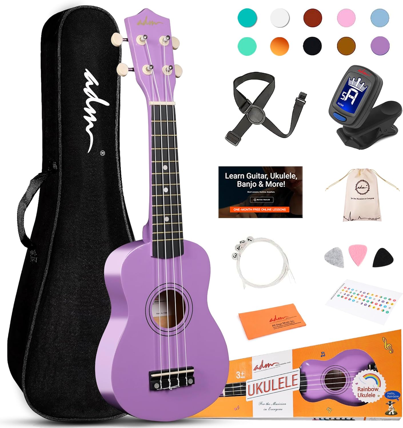 ADM Ukulele Kit: Hawaiian Wood Uke for Beginners