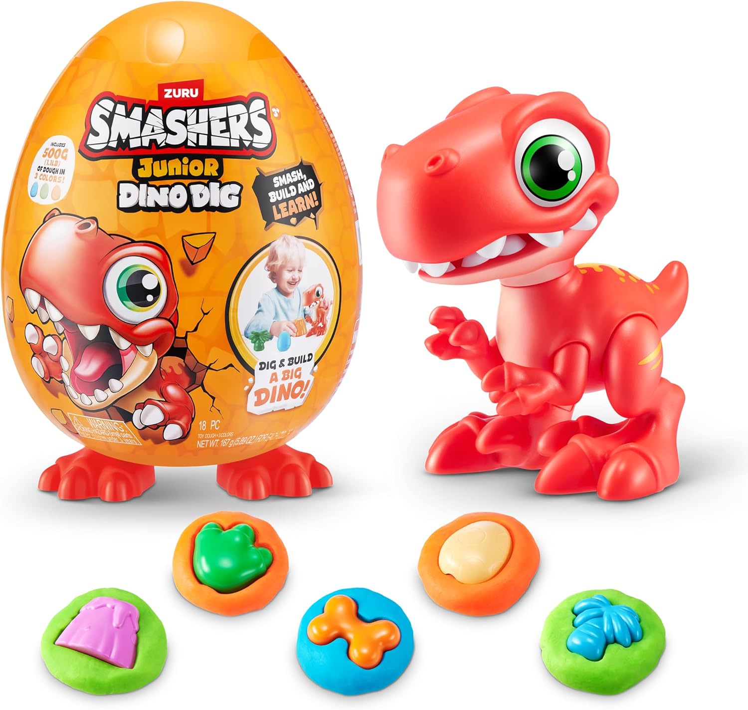 ZURU Smashers Dino Dig Egg: 12+ Surprises for Sensory Play!