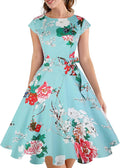 PUKAVT Women's 1950 Boatneck Cap Sleeve Swing Cocktail Dress