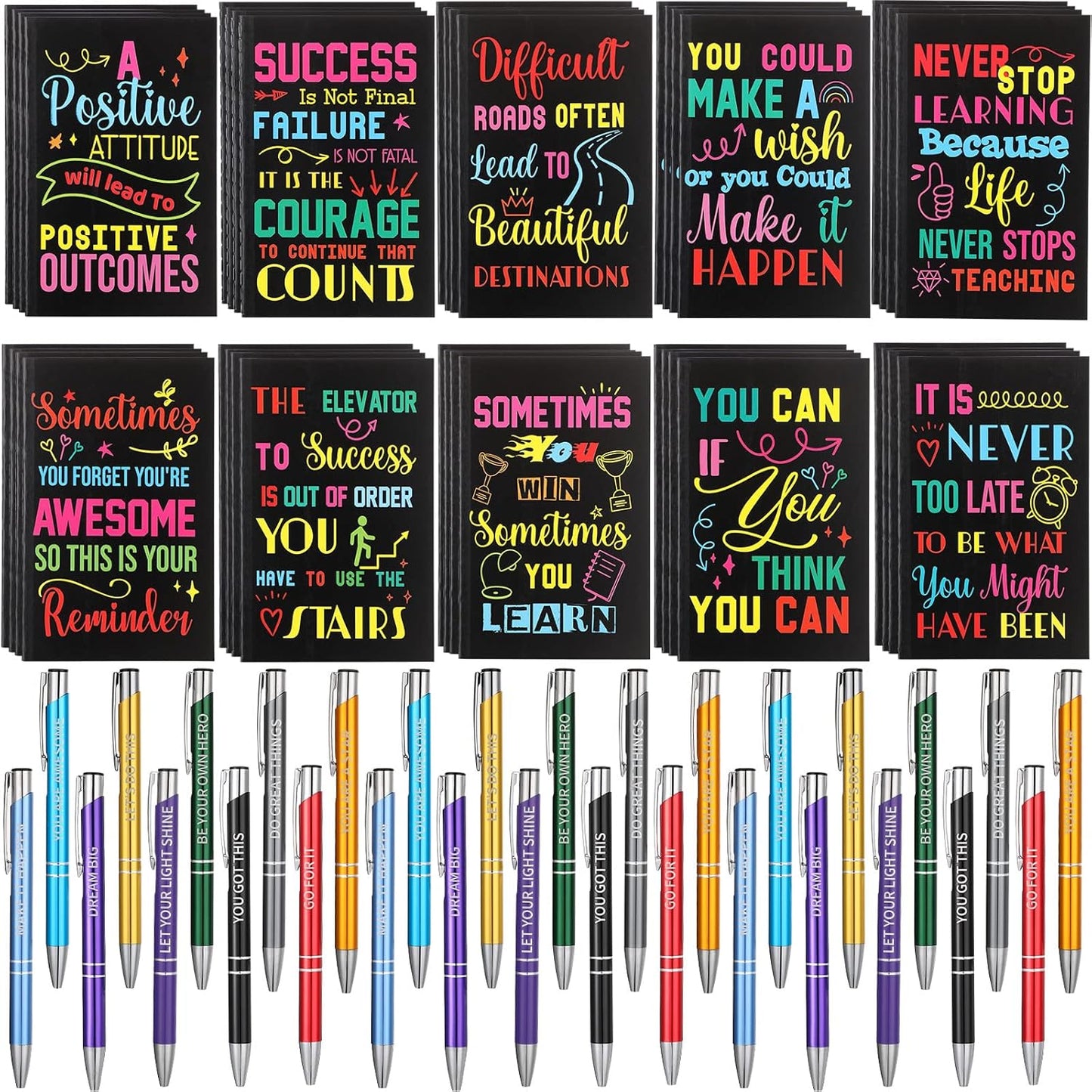 Inspirational Notepads and Pens Set for Motivation and Gifts