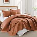 King Quilt Bedding Set Rust - IR Imperial Rooms 3 Pc Embossed Coverlet