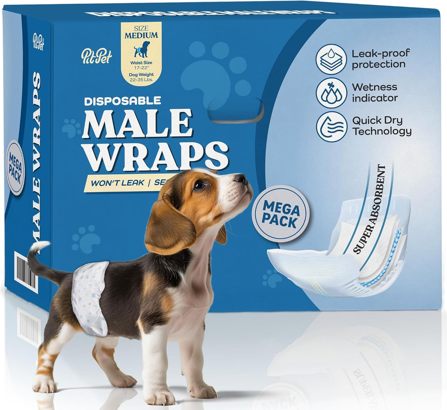 Comfortable Male Dog Diapers - Super Absorbent 50-Pack Wraps
