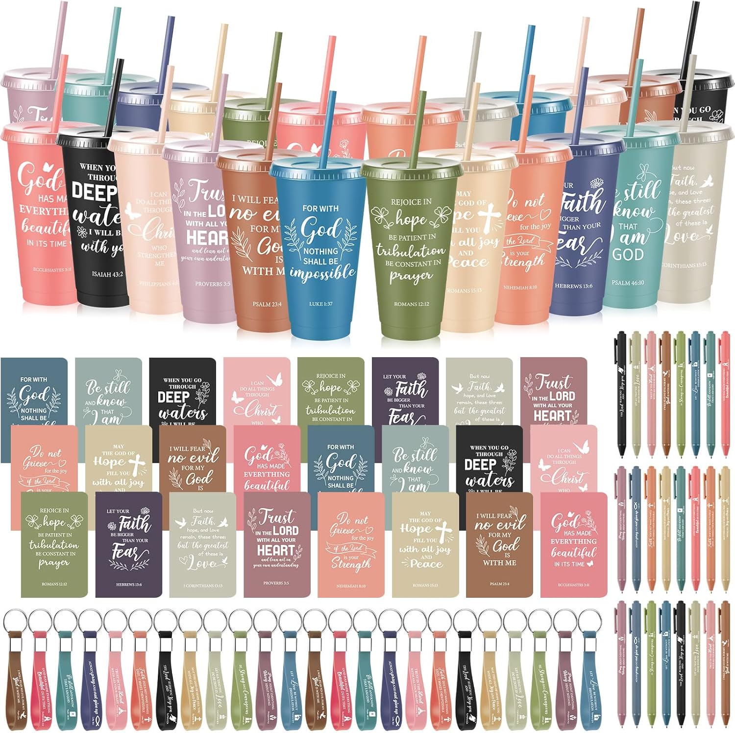 24 Set Christian Church Gifts with Bible Verse Pens and More