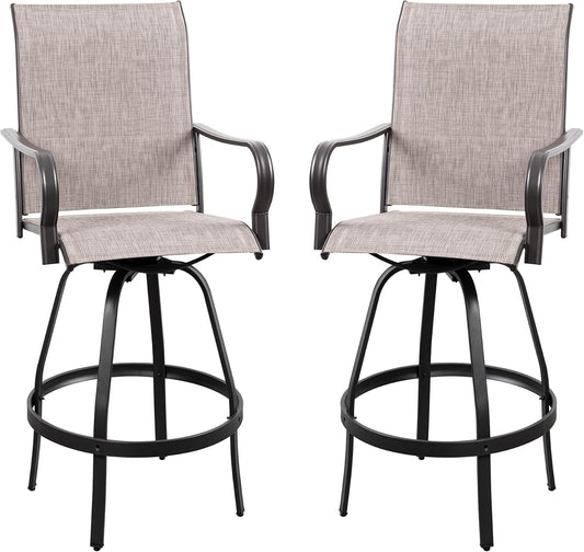 Vongrasig 2 Piece Patio Swivel Bar Chairs for Outdoor Spaces