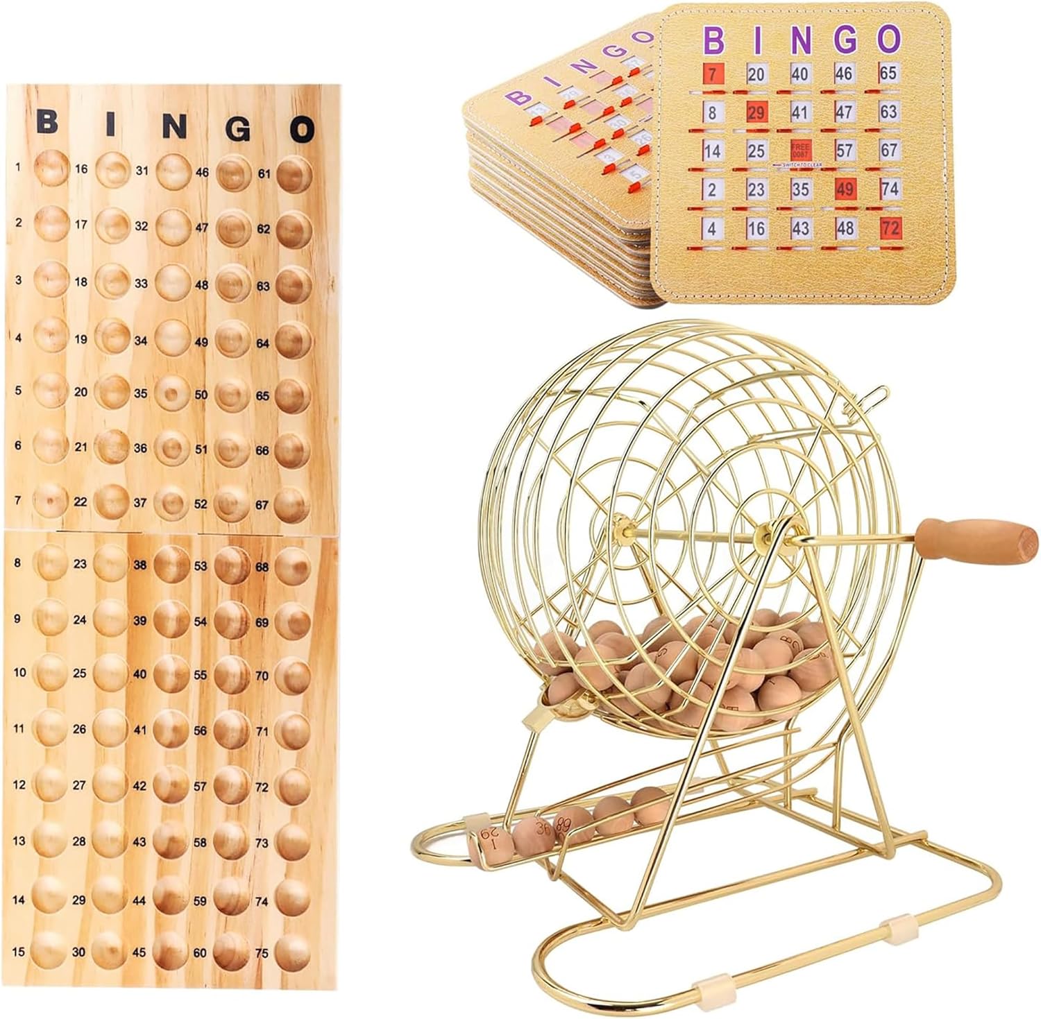 Deluxe Bingo Game Set with Large Brass Cage for Fun Nights
