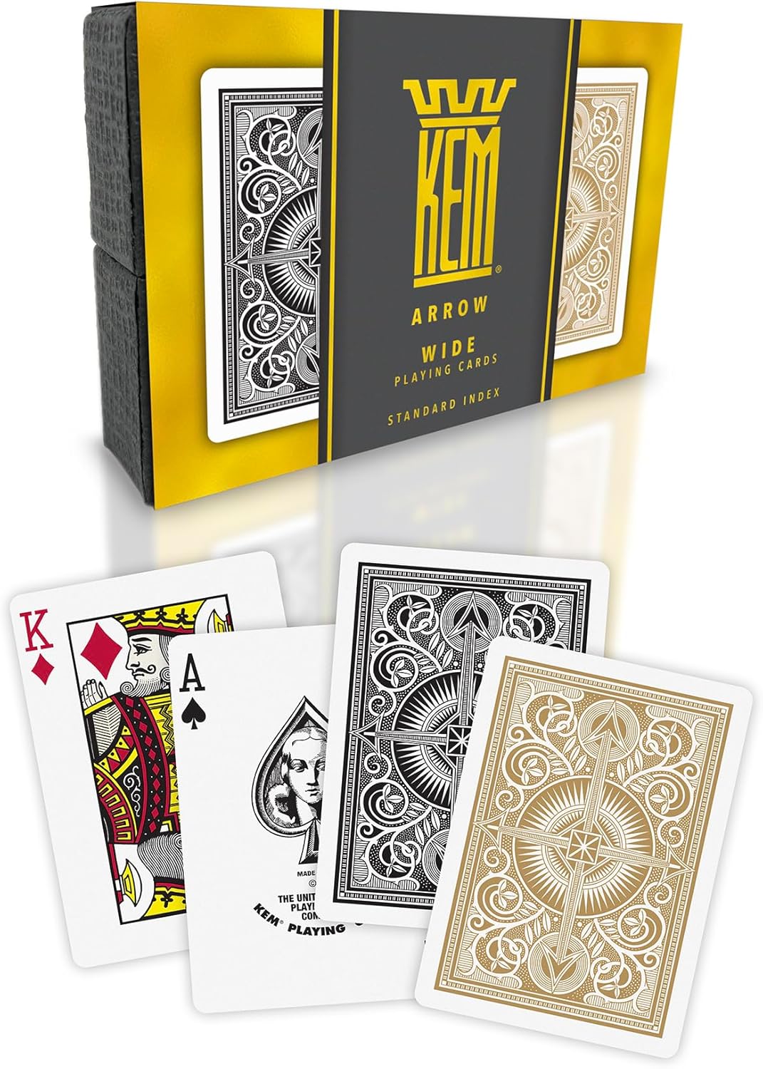 KEM Arrow Black and Gold Plastic Playing Cards for Poker Games