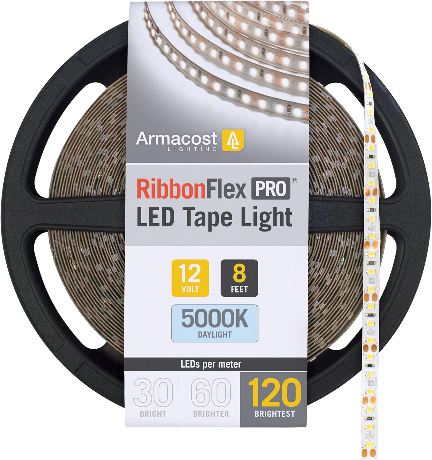 Flexible LED Tape Light 8.2 ft 120 LEDs/m Daylight 5000K 12V