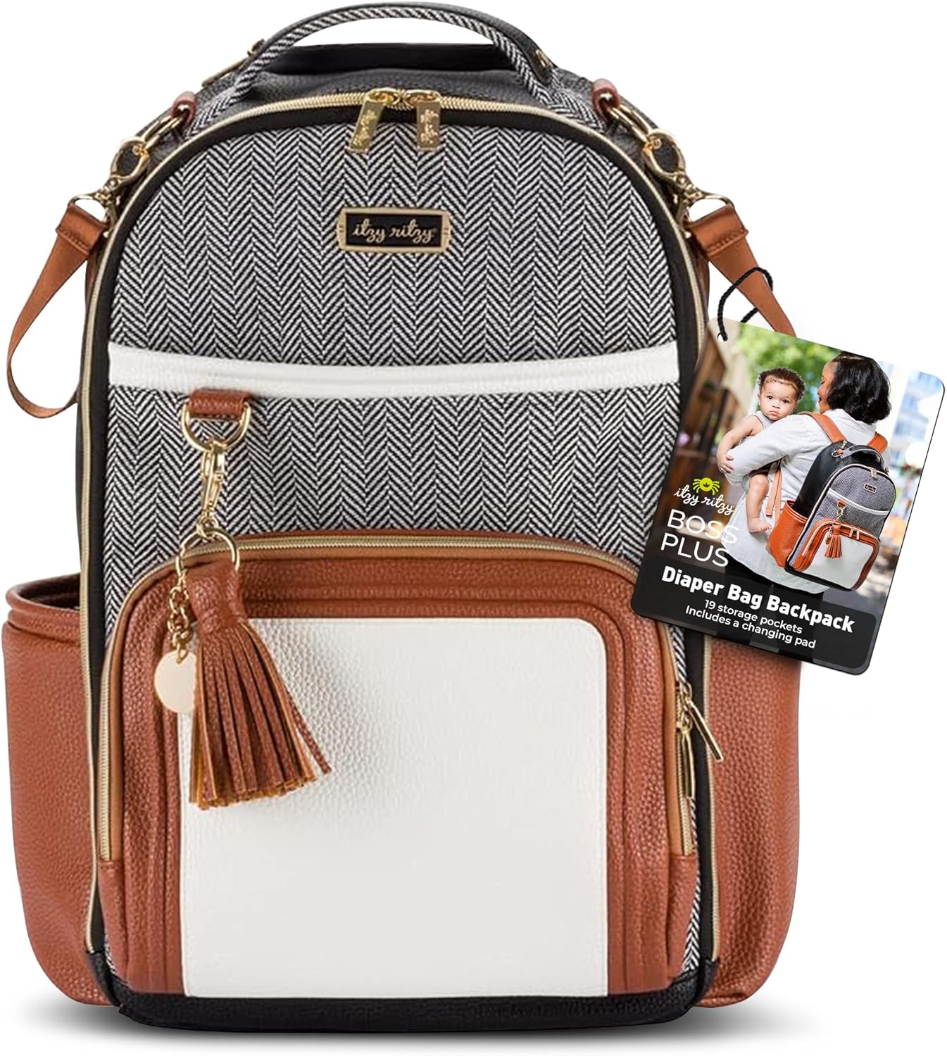 Itzy Ritzy Boss Plus Diaper Bag Backpack with 19 Pockets