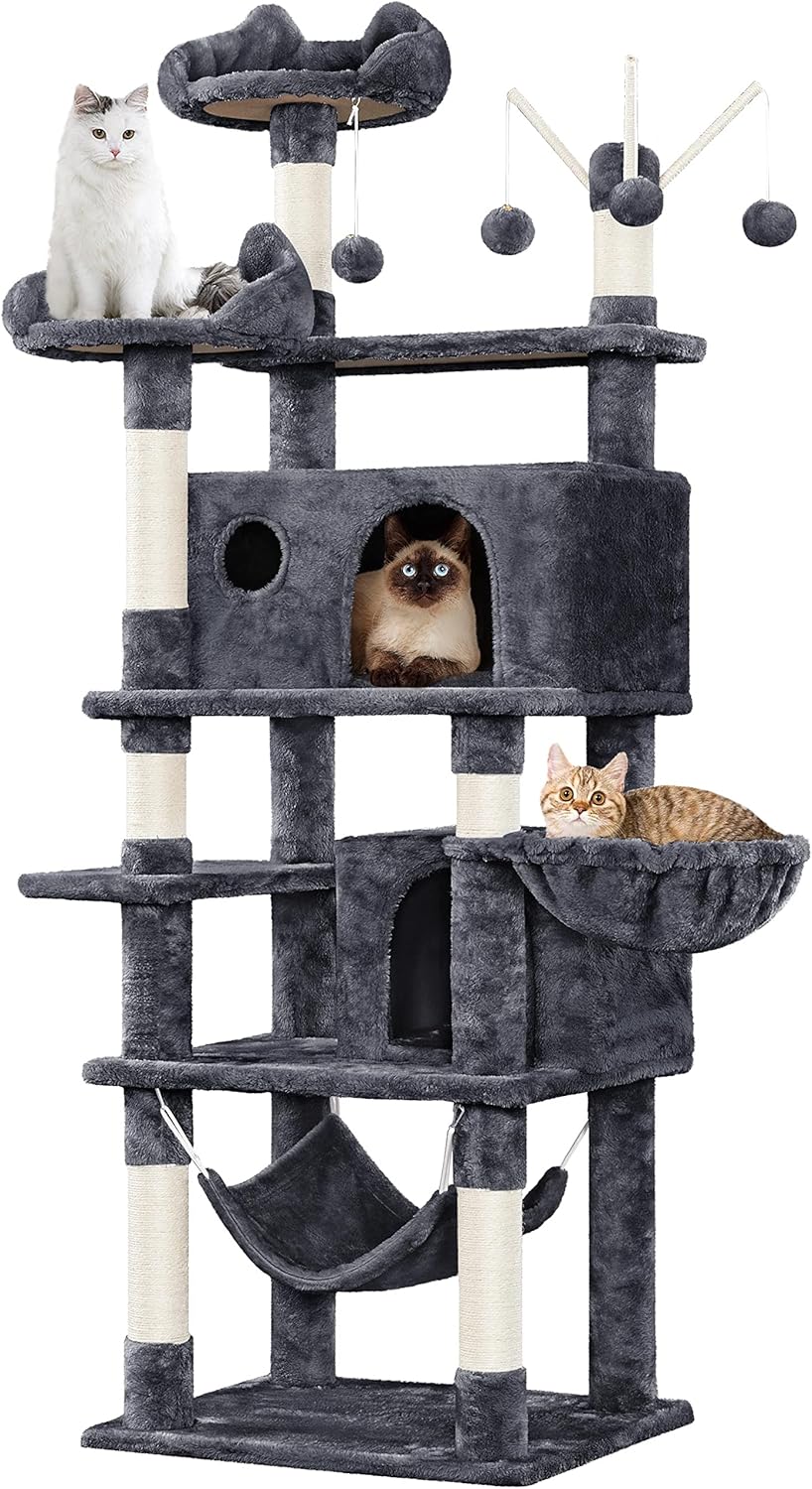Yaheetech Cat Tower 67in with Condos and Removable Teaser Sticks