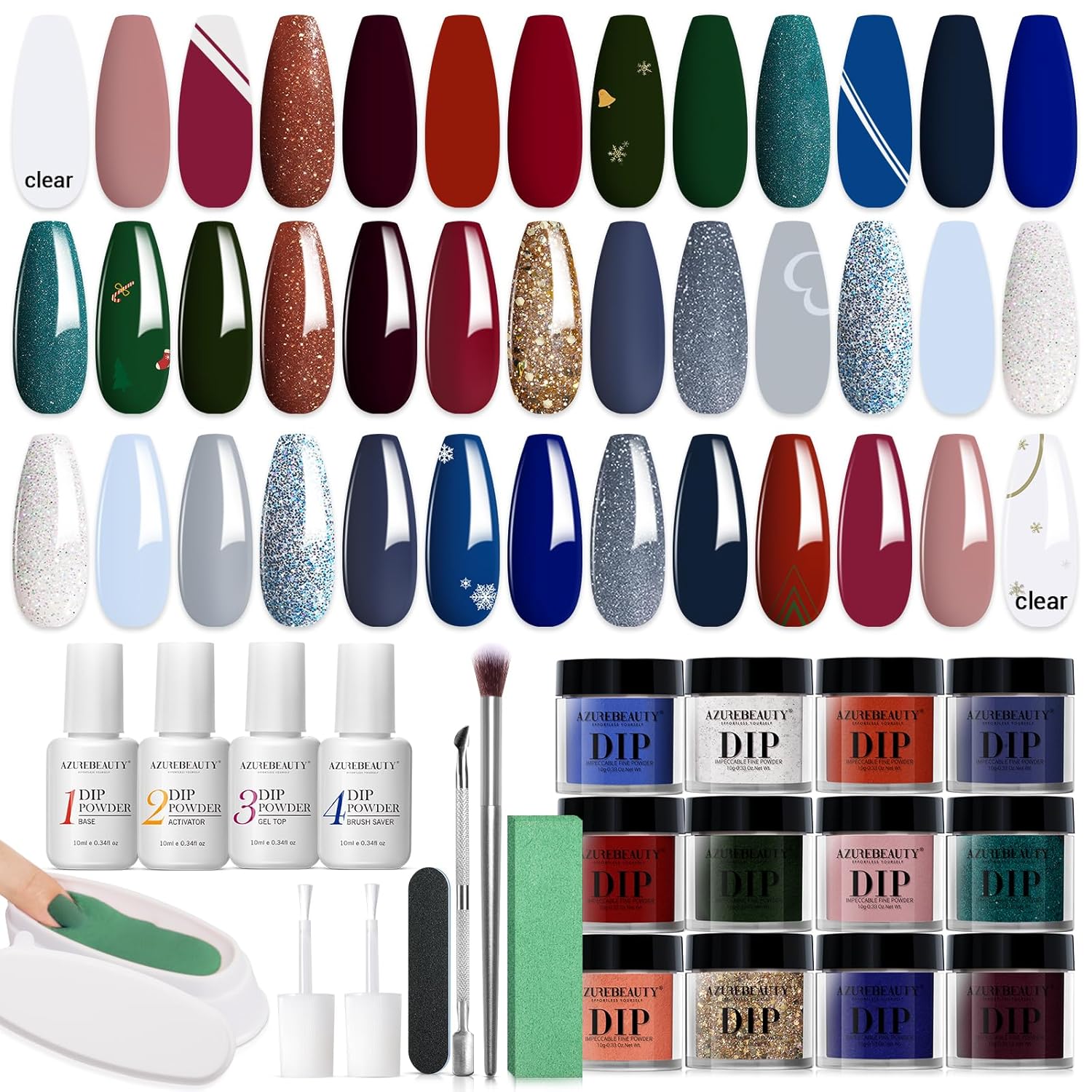 31Pcs Dip Powder Nail Kit for Stunning DIY Nail Art Designs