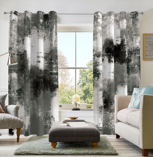 Black Grey Abstract Curtains for Modern Room Darkening Needs