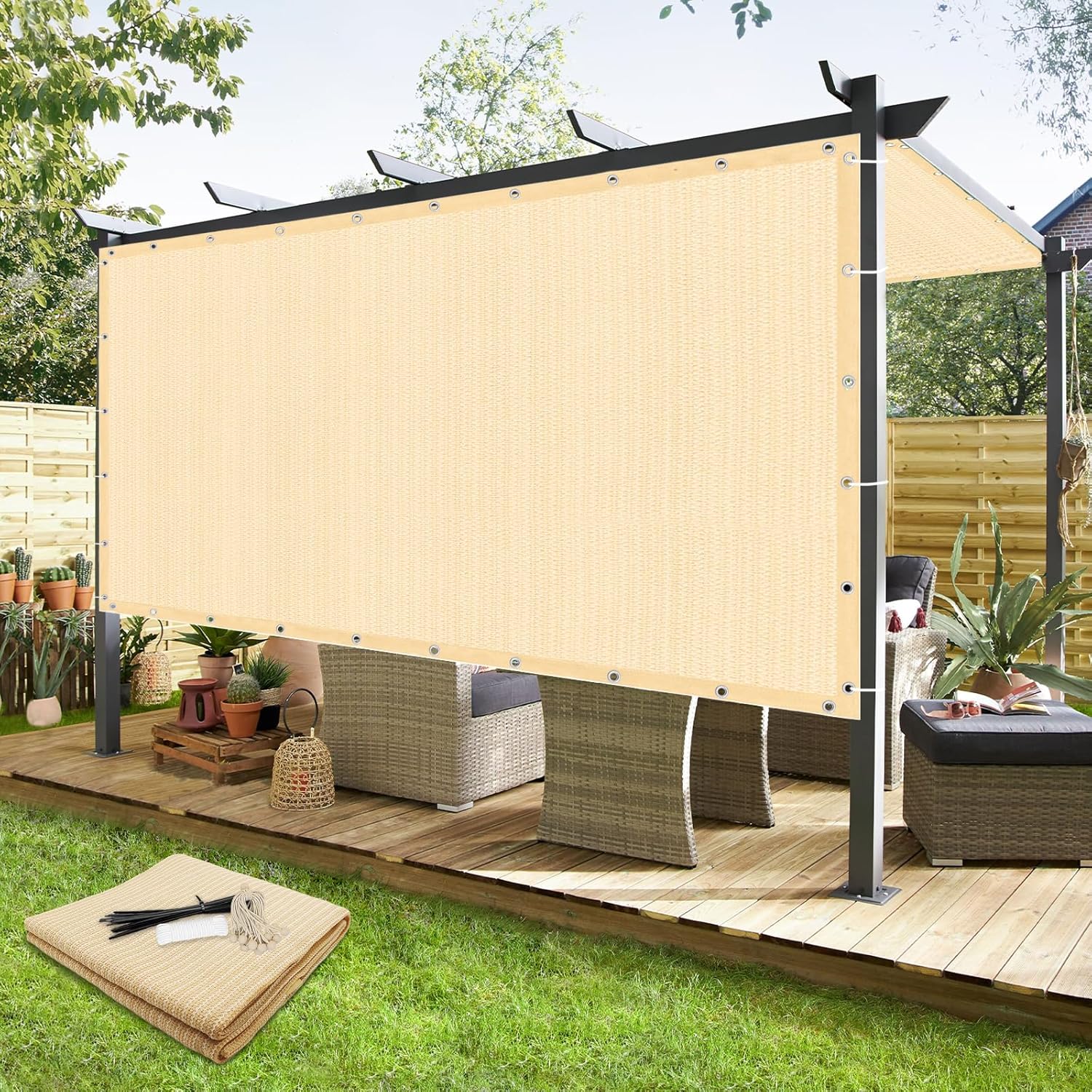 KANAGAWA 90% Sun Shade Cloth for Outdoor Pergola Canopy Cover
