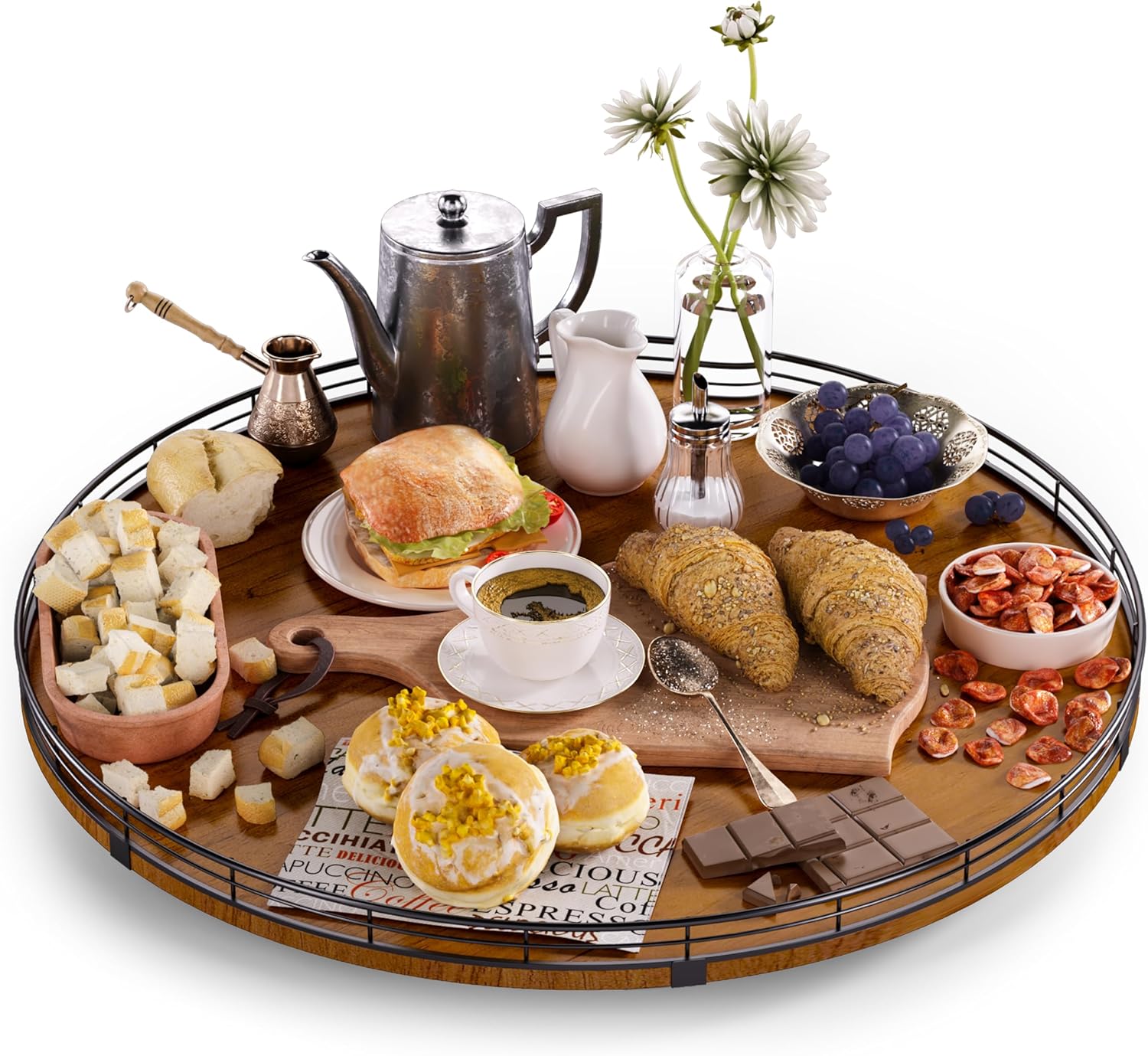 Farmhouse Oak 21 Lazy Susan Turntable for Kitchen Organization