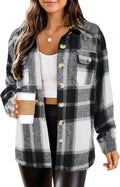 Womens Flannel Plaid Shacket Jacket - Cozy Oversized Cropped Coat