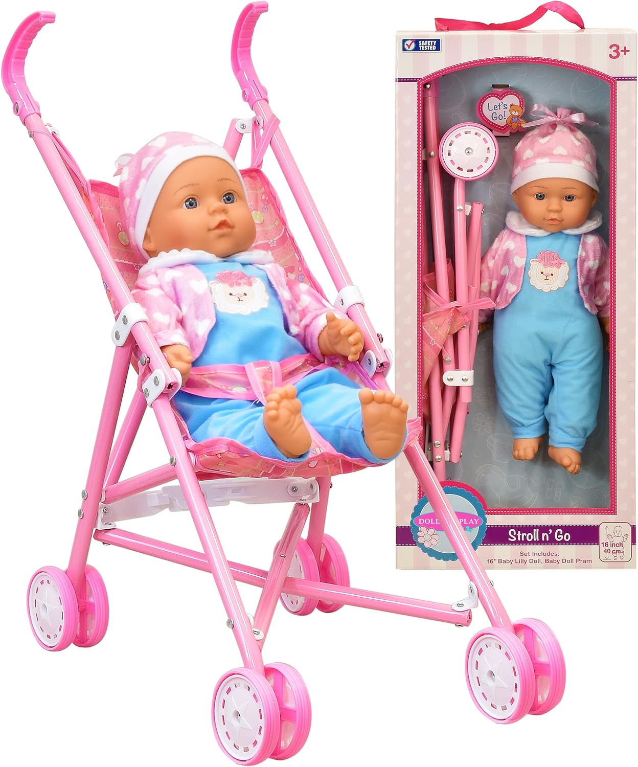 My First Baby Doll Stroller Set with Soft Body Doll for Kids