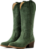 Suede Cowboy Boots For Women Mid Calf Pointed Toe (Style SWLK)
