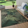 3ft 11in x 5ft 7in Jungle Floral Palm Trees Rug - Green Black Indoor