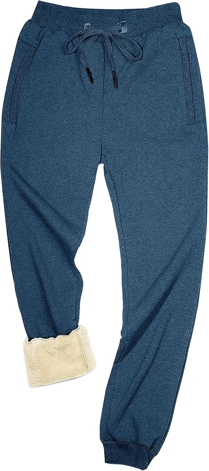 Yeokou Mens Winter Warm Sherpa Lined Thermal Jogger Pants