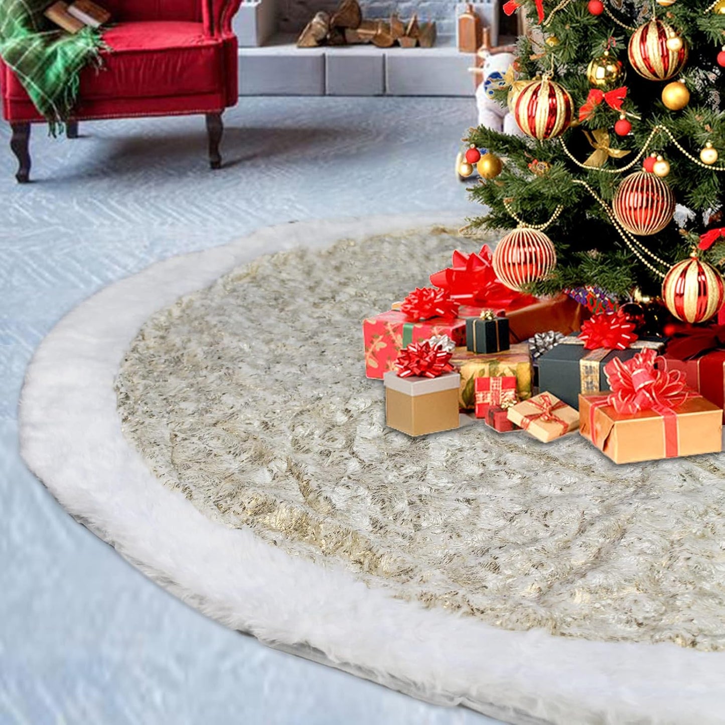 Luxurious 72 Inch Christmas Tree Skirt for Holiday Decor