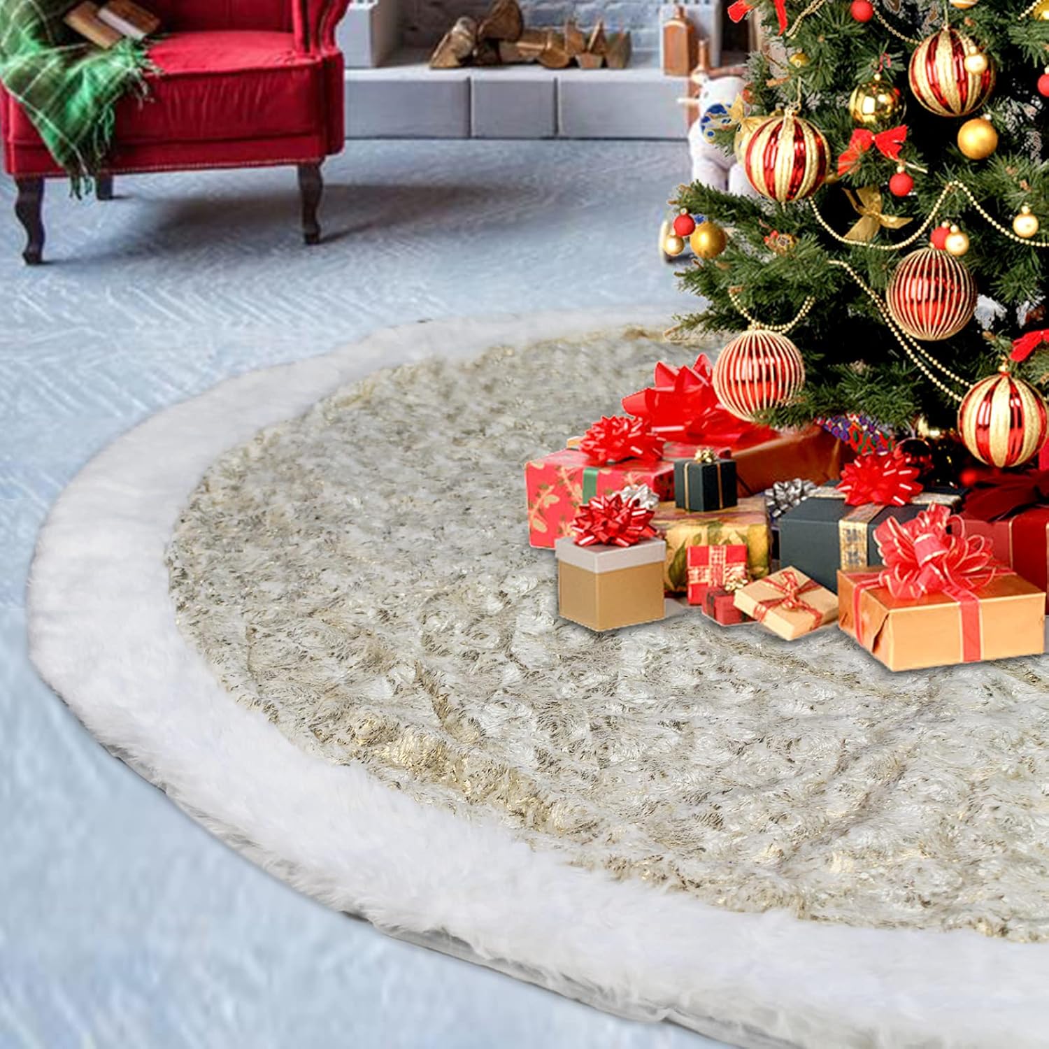 Luxurious 72 Inch Christmas Tree Skirt for Holiday Decor