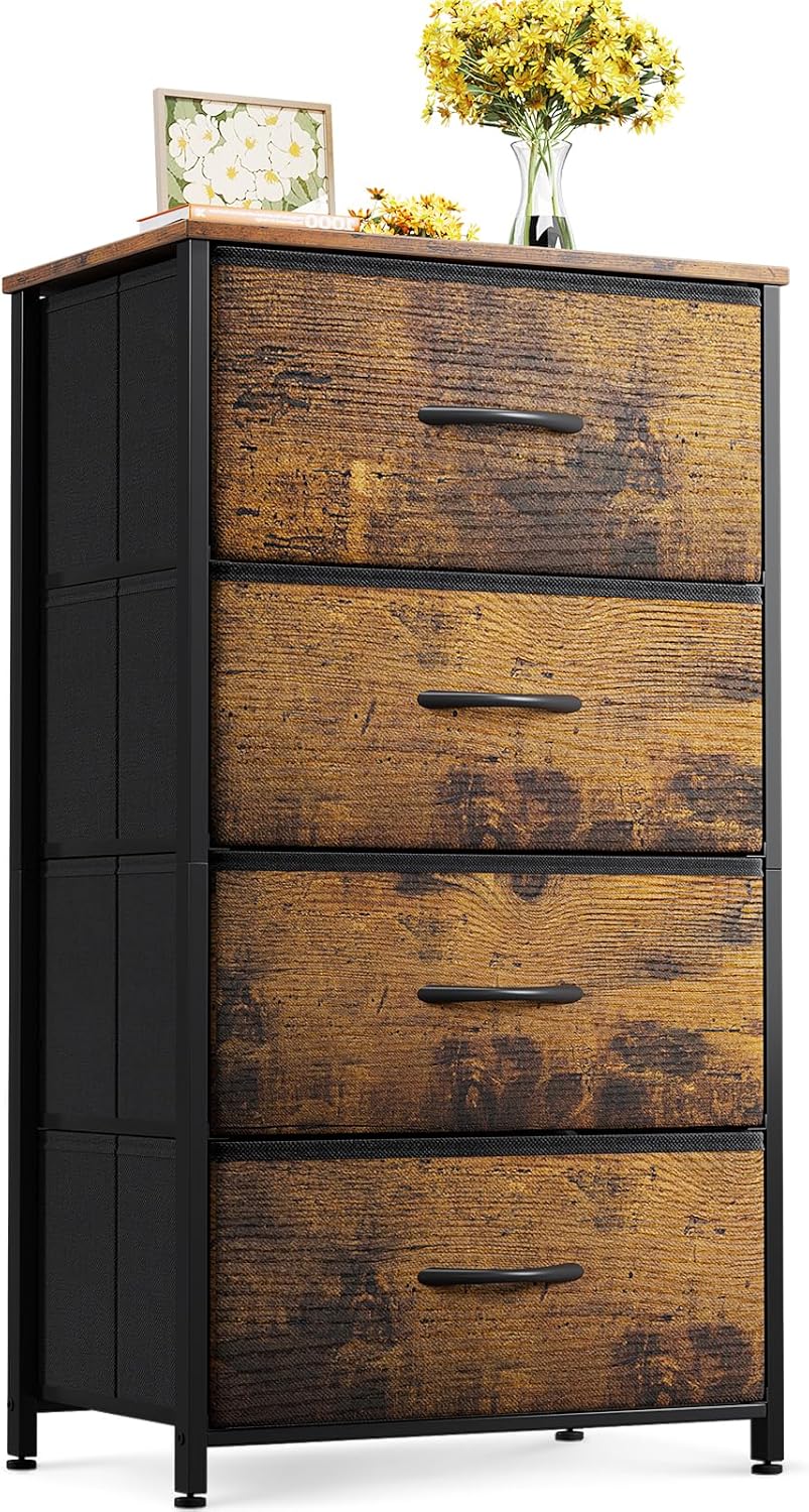 ODK Dresser for Bedroom with 4 Storage Drawers and Vintage Style