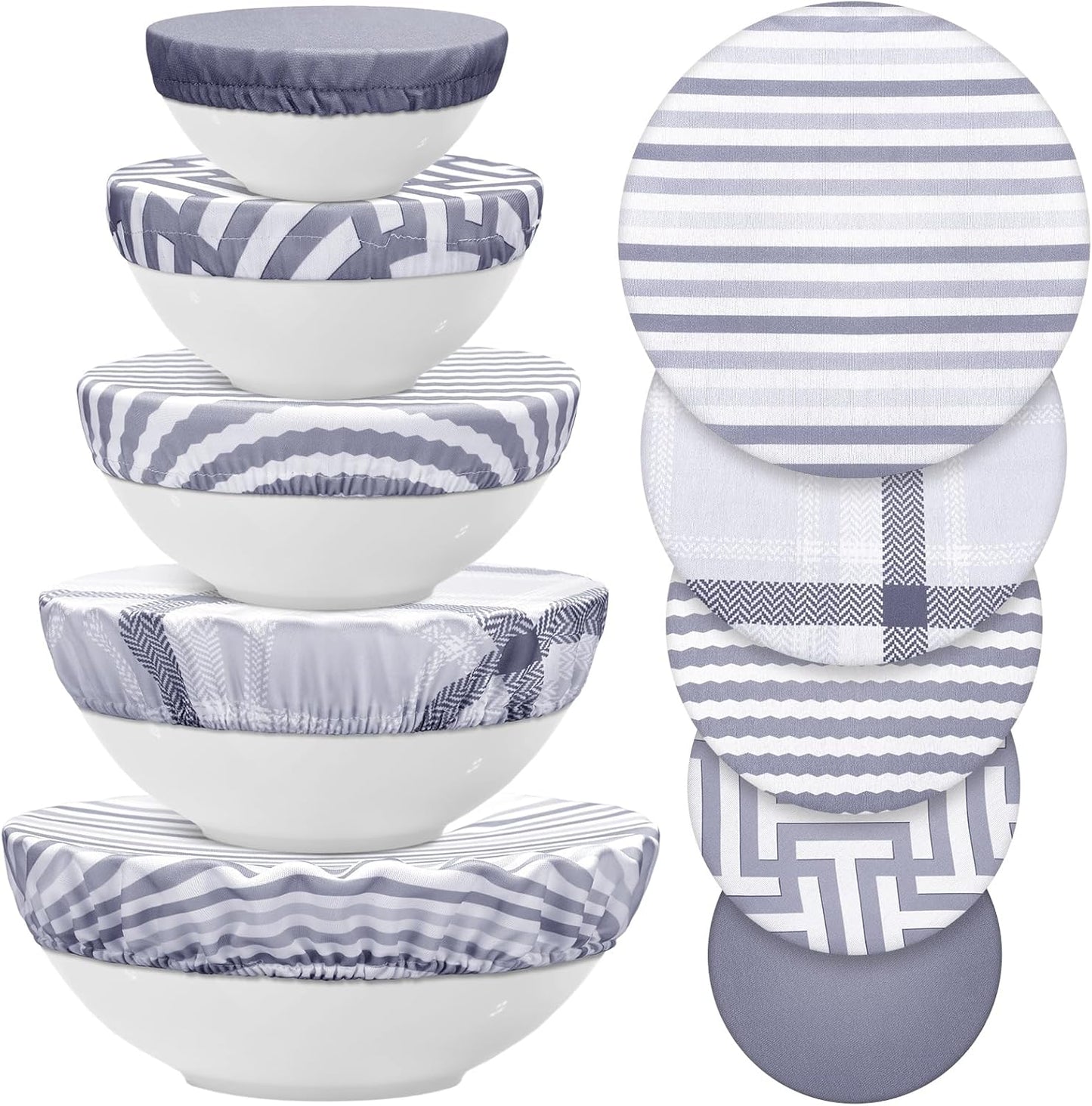 CHENGU Cloth Bowl Covers - 10 Pack Stretch Elastic Lids for Fresh Food Storage