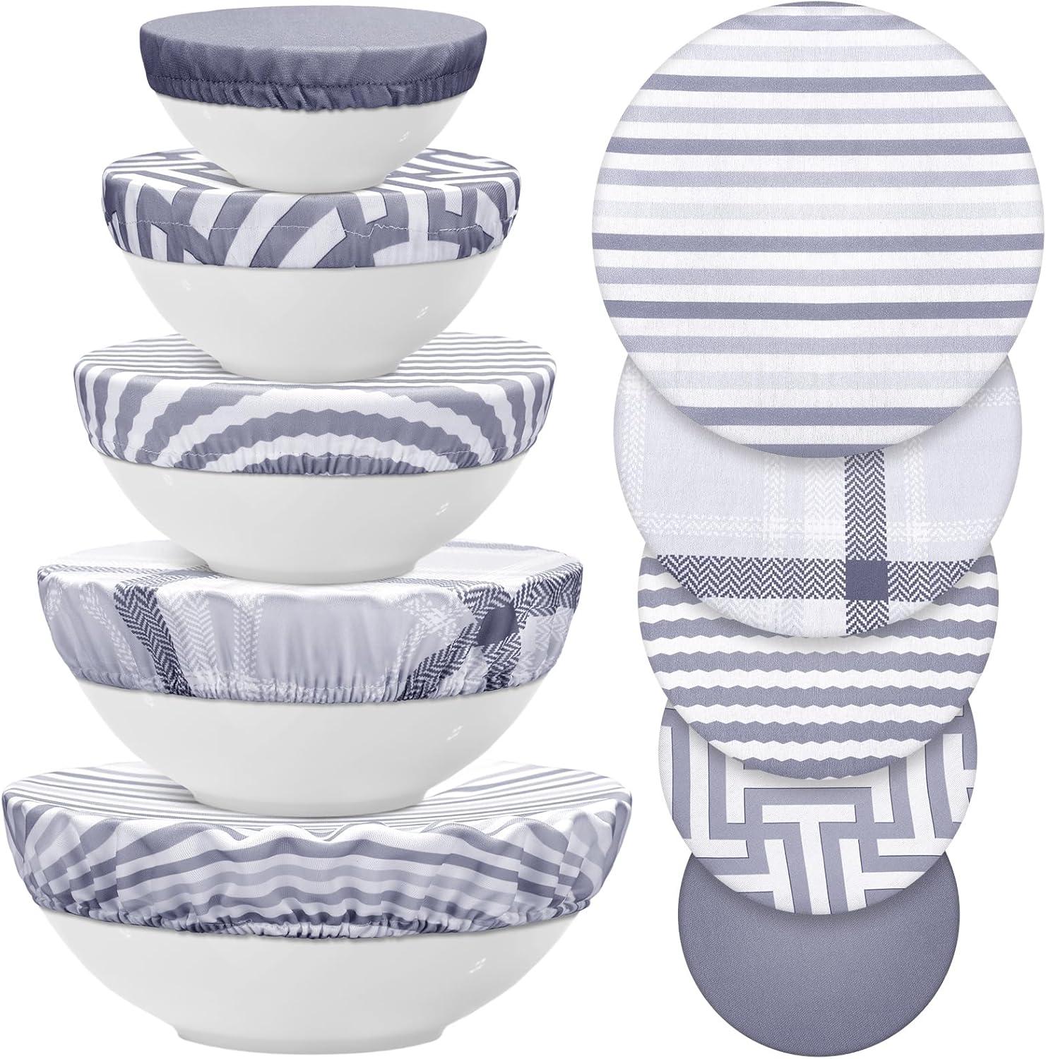 CHENGU Cloth Bowl Covers - 10 Pack Stretch Elastic Lids for Fresh Food Storage
