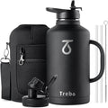 Trebo 64 oz Water Bottle Insulated with Handle - Keeps Cold 48 Hrs