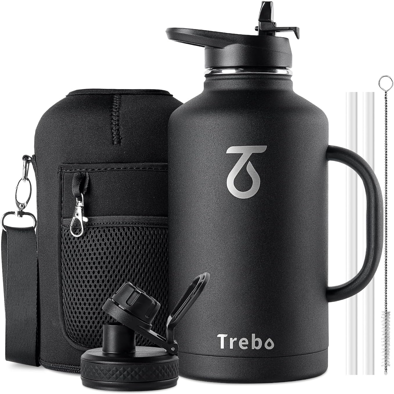 Trebo 64 oz Insulated Water Bottle with Handle for Travel
