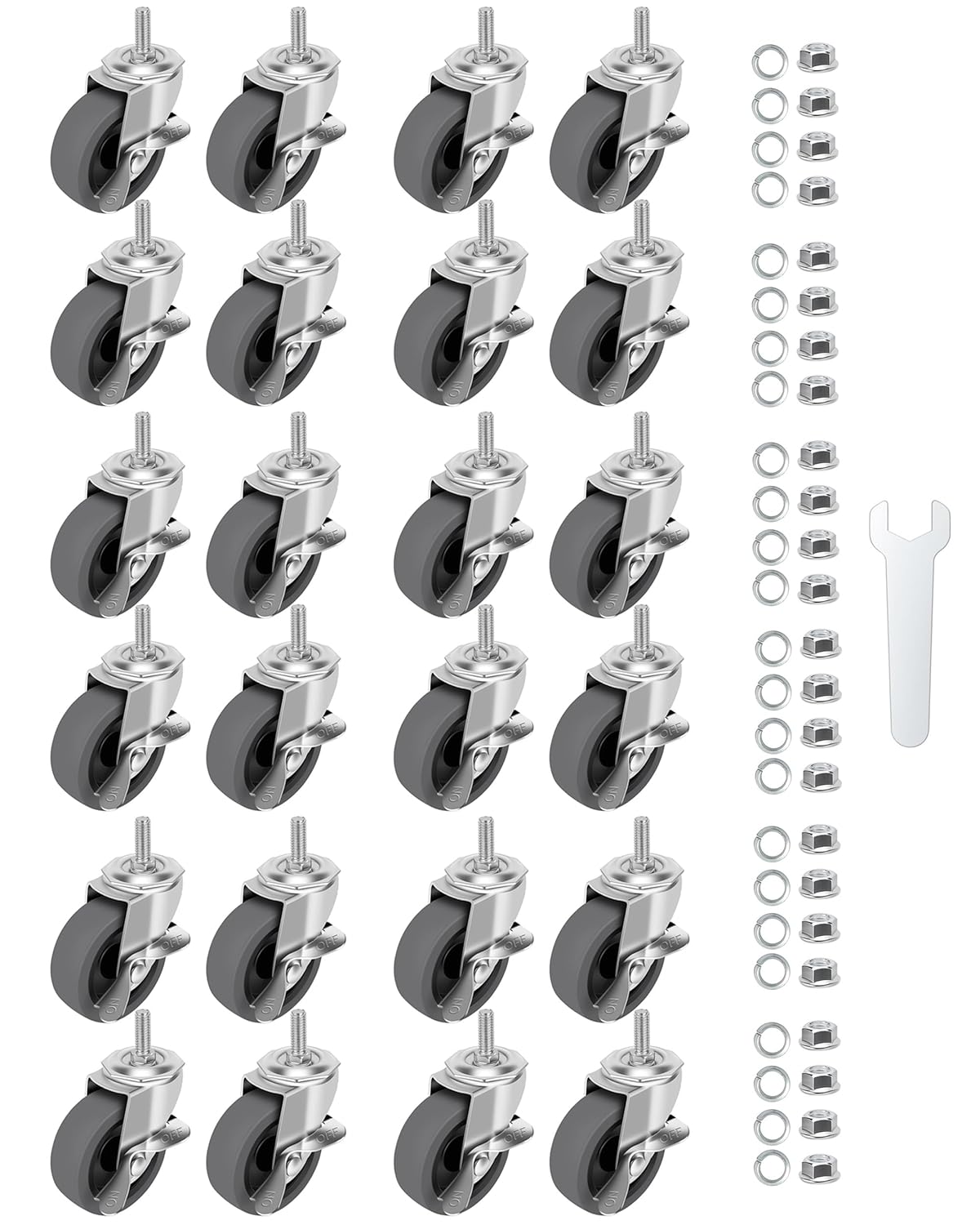 3in Locking Swivel Stem Casters Set with Brake for Easy Mobility