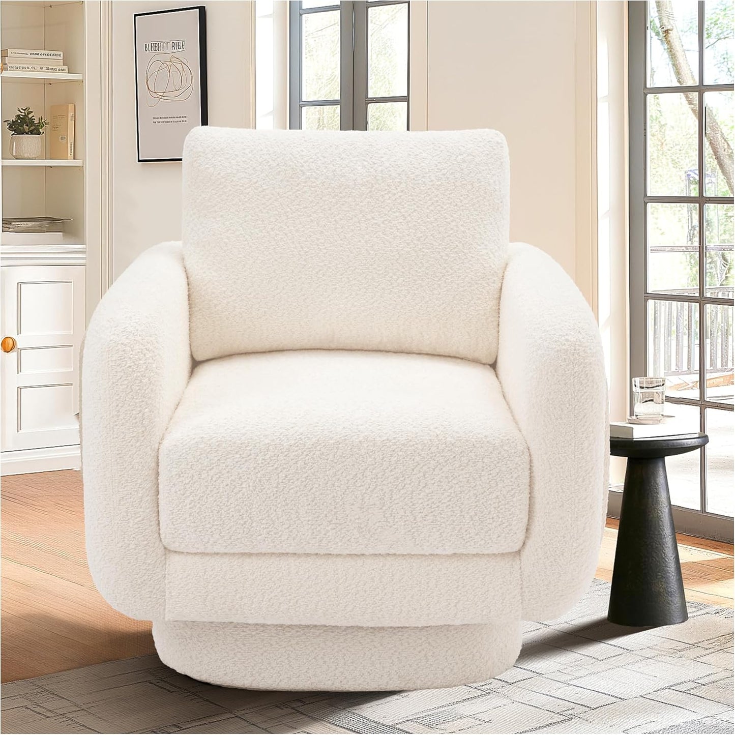 Swivel Accent Chair with Back Pillow by COLAMY
