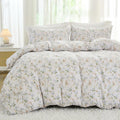 Vintage Style Garden Floral Comforter Set Queen - Soft All-Season