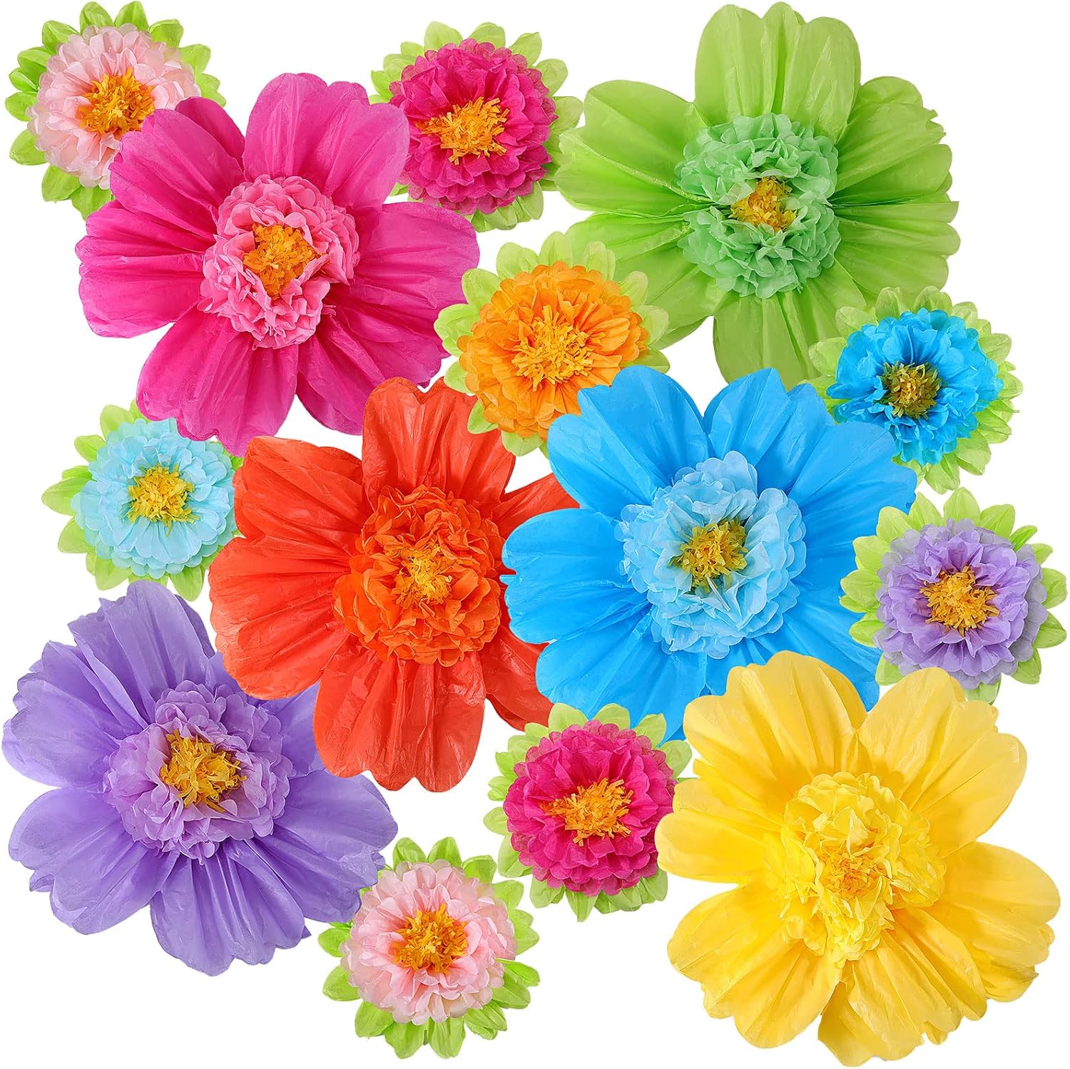 48 Pcs Large Colorful Tissue Paper Flowers for Party Decor