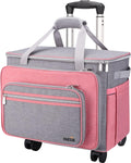 Sewing Machine Case with Wheels 17x9.5x12 in - Pink-Grey Tote