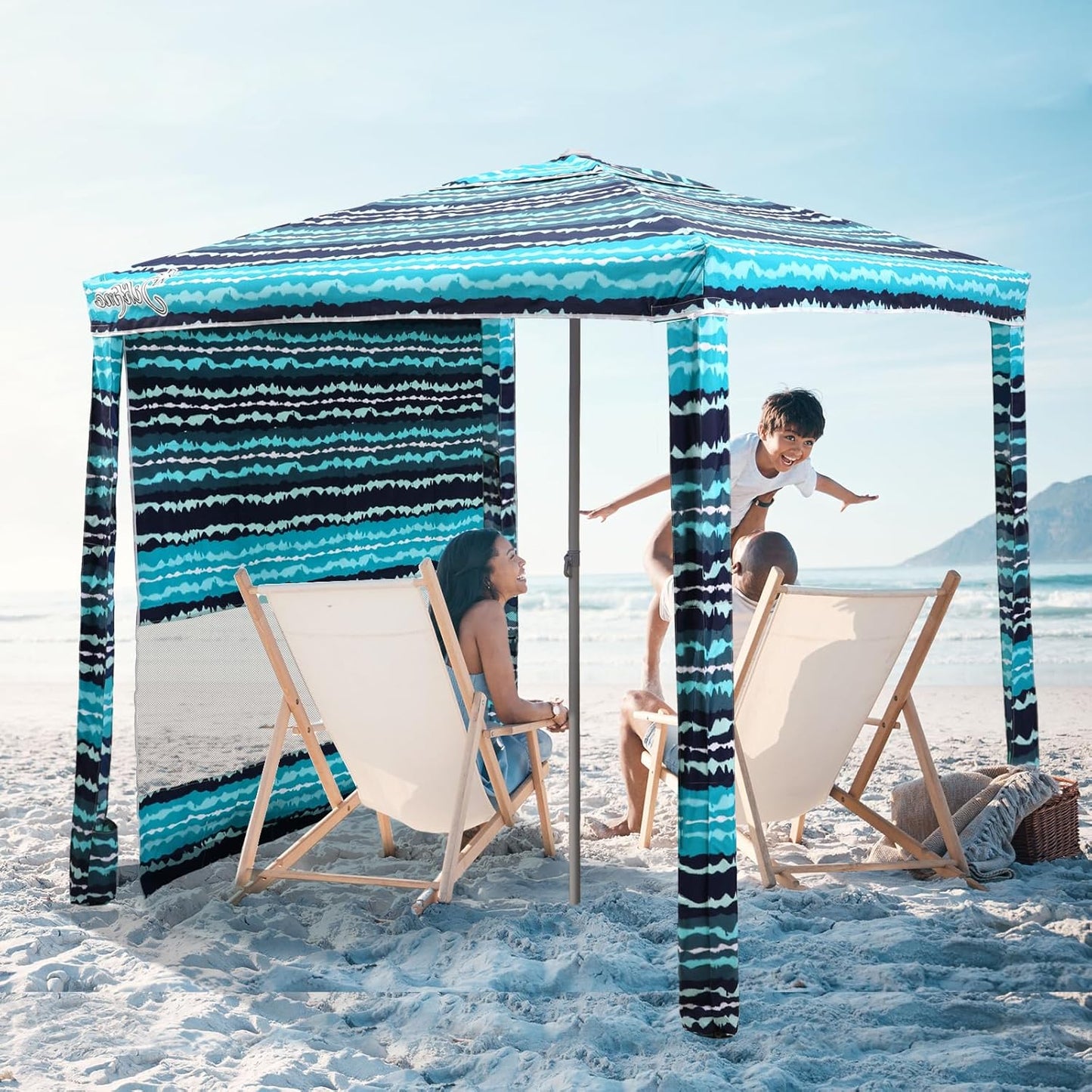 Beach Cabana with Side Wall for Family Fun and Protection
