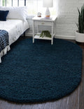 Unique Loom Solid Shag Area Rug 8 ft x 10 ft Oval - Sapphire Blue
